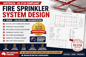 design australian fire sprinkler system hydraulic calculation and permit drawing