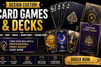 design custom playing cards, poker card deck, tarot cards and card game art