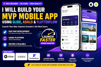 develop no code mvp mobile app using glide, adalo, or flutterflow glide app