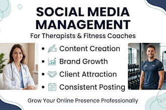 create and manage social media for therapists and fitness coaches