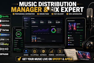 music distribution, fix and distribute via distrokid, cd baby, tunecore, ditto