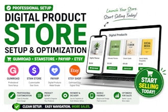 setup gumroad stanstore payhip etsy digital products gumroad store etsy shop seo