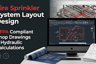 design fire sprinkler system layout, sprinkler shop drawings, hydraulic