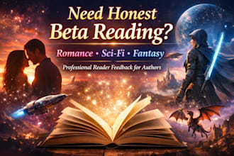 your expert beta reader for romance and fantasy sci fi novel