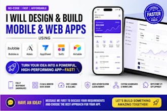 build no code mobile app using bubble flutterflow or adalo for ios  andriod
