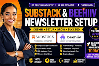 setup substack newsletter, beehiiv blog and publish SEO posts