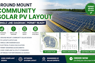 design ground mount community solar pv layout single line diagram permit ready