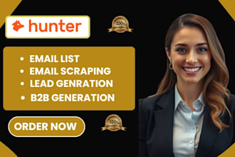 setup hunter io lead generation hunterio email list building b2b lead generation