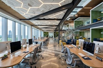 design modern workspace 3d office planning coworking space model using sketchup