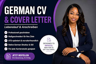 craft a professional german CV lebenslauf and cover letter anschreiben