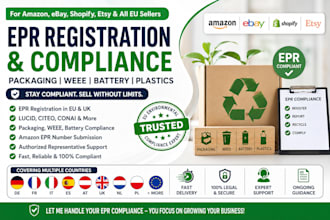 handle epr registration, lucid, weee, battery and amazon compliance in eu