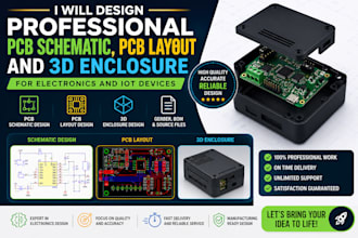 design pcb schematic pcb layout and 3d enclosure for electronics and iot devices