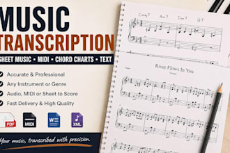 convert your sheet music and midi files into text transcription, chord chart