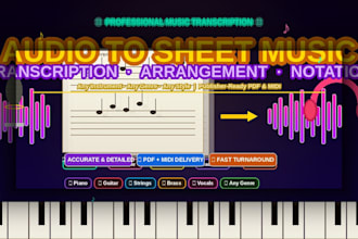do music transcription arrangement audio to sheet file music notation for you