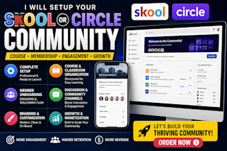 do skool community setup skool credit repair real estate course, circle so setup