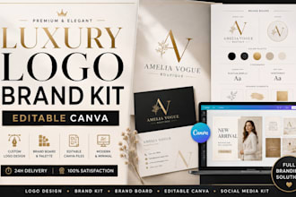design luxury minimalist logo brand kit brand board editable canva