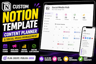build custom notion template notion content planner and social media management