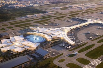 do 3d modern airport design, trerminal layout, 2d scenery for msfs 2020,24