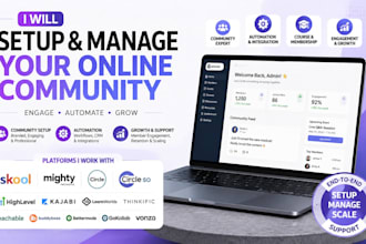 setup manage online course community on skool mighty networks, circle kajabi ghl