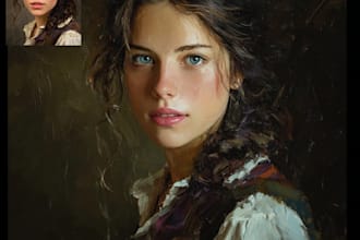 create real hand made oil painting portrait on canvas