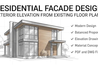 design residential facade, house elevation and front exterior design