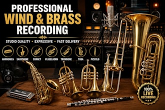record professional harmonica saxophone, cornet flugelhorn trombone tuba piccolo