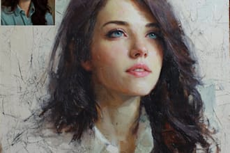 create real hand made oil painting portrait on canvas