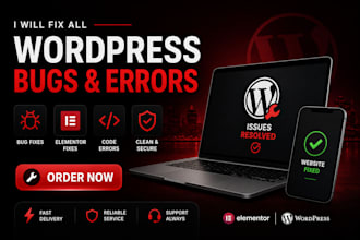 fix wordpress bugs errors elementor pro code bugs fixing wordpress audit