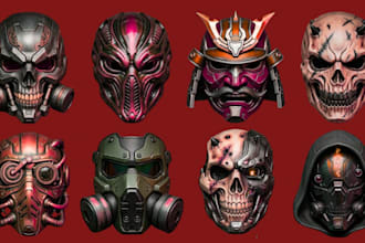 design 3d mask 3d helmet halloween mask anime 3d cosplay armor for 3d modeling
