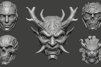 design 3d mask halloween mask 3d helmet 3d cosplay mask oni mask for 3d printing