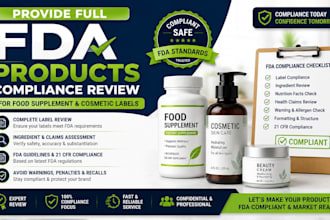 provide full fda products compliance review for food supplement cosmetic labels