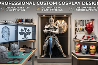 design custom 3d cosplay armor props helmet stl eva foam pattern for 3d printing