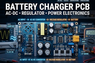 design battery charger pcb with ac dc power supply and voltage regulator circuit