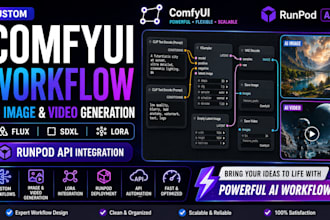 build comfyui workflow for flux lora sdxl ai video runpod API