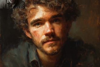 create real hand made oil painting portrait on canvas