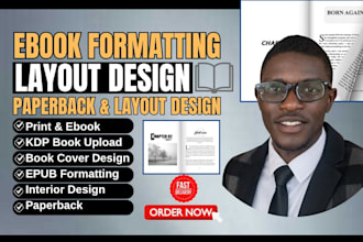 format ebook for kindle KDP, epub, mobi, PDF book layout design