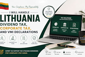handle lithuania dividend tax, corporate tax, and vmi declarations, bookkeeping