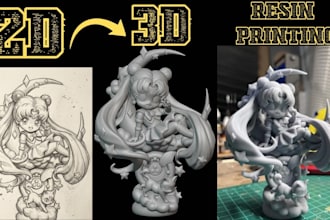 convert 2d to 3d model sketch to 3d stl file 3d toy model for printing