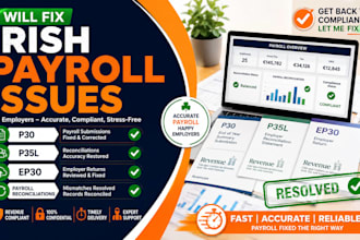fix irish payroll issues, p30, p35l, ep30 form and reconciliations for employer