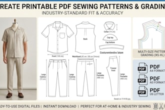 create printable PDF sewing patterns and pattern grading for clothing garments