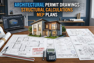 prepare architectural permit drawings, structural calculations mep plans