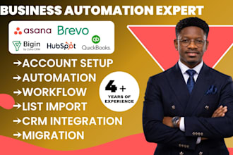 automate asana quickbook invoice zoho bigin google sheet hubspot brevo workflow
