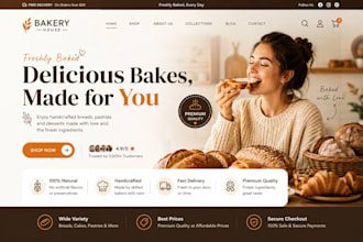 design bakery shopify store pastry chocolate desserts pizza cake bakery website