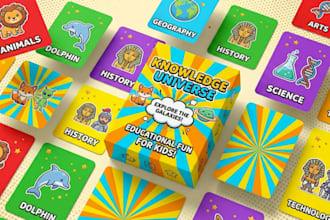 design educational flashcards, card games, board games, and custom card box mock
