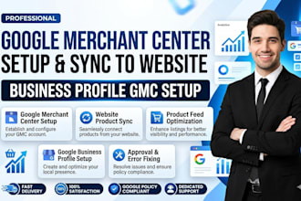 setup google merchant center sync to website , business profile gmc setup