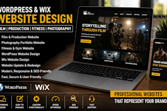 wordpress film website production website update fitness website wix photography