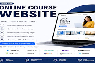 design thinkific kajabi teachable online course website and sales funnel