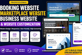 design booking website marketplace site business website website customization