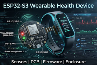 sensors firmware esp32 s3, wearable health device with pcb, enclosure