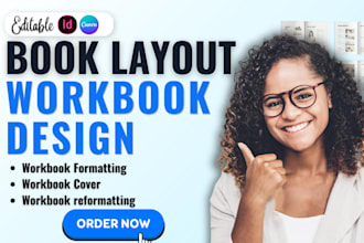 format reformat design editable indesign workbook cover, canva workbook design